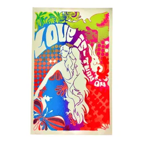 1970’S LOVE IS A TURN ON PSYCHEDELIC PRINTED IN USA BLACKLIGHT POSTER