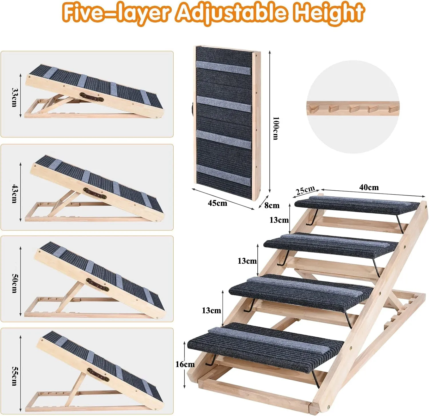 2-in-1 Adjustable Pet Ramp and Dog Stairs