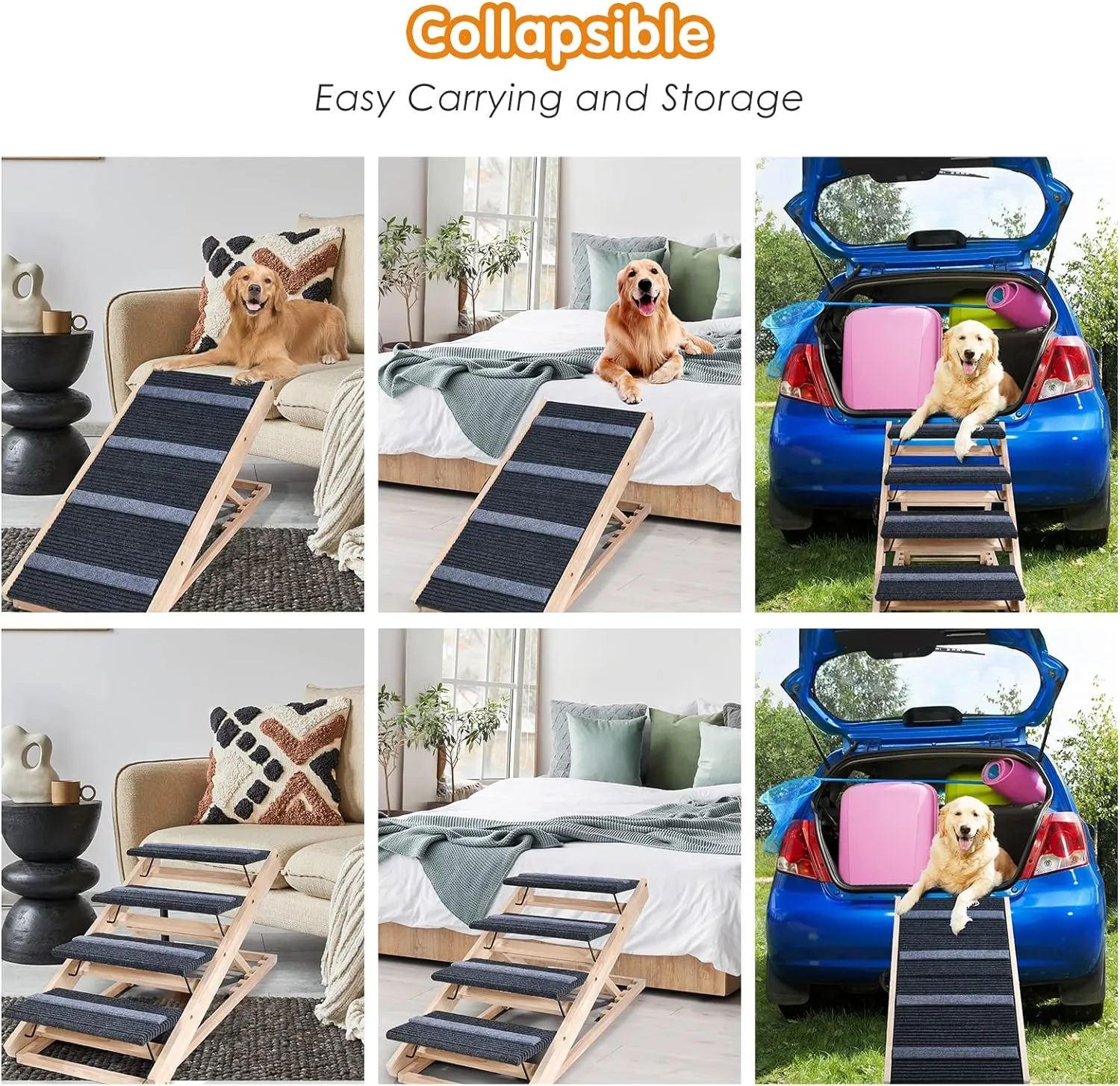 2-in-1 Adjustable Pet Ramp and Dog Stairs