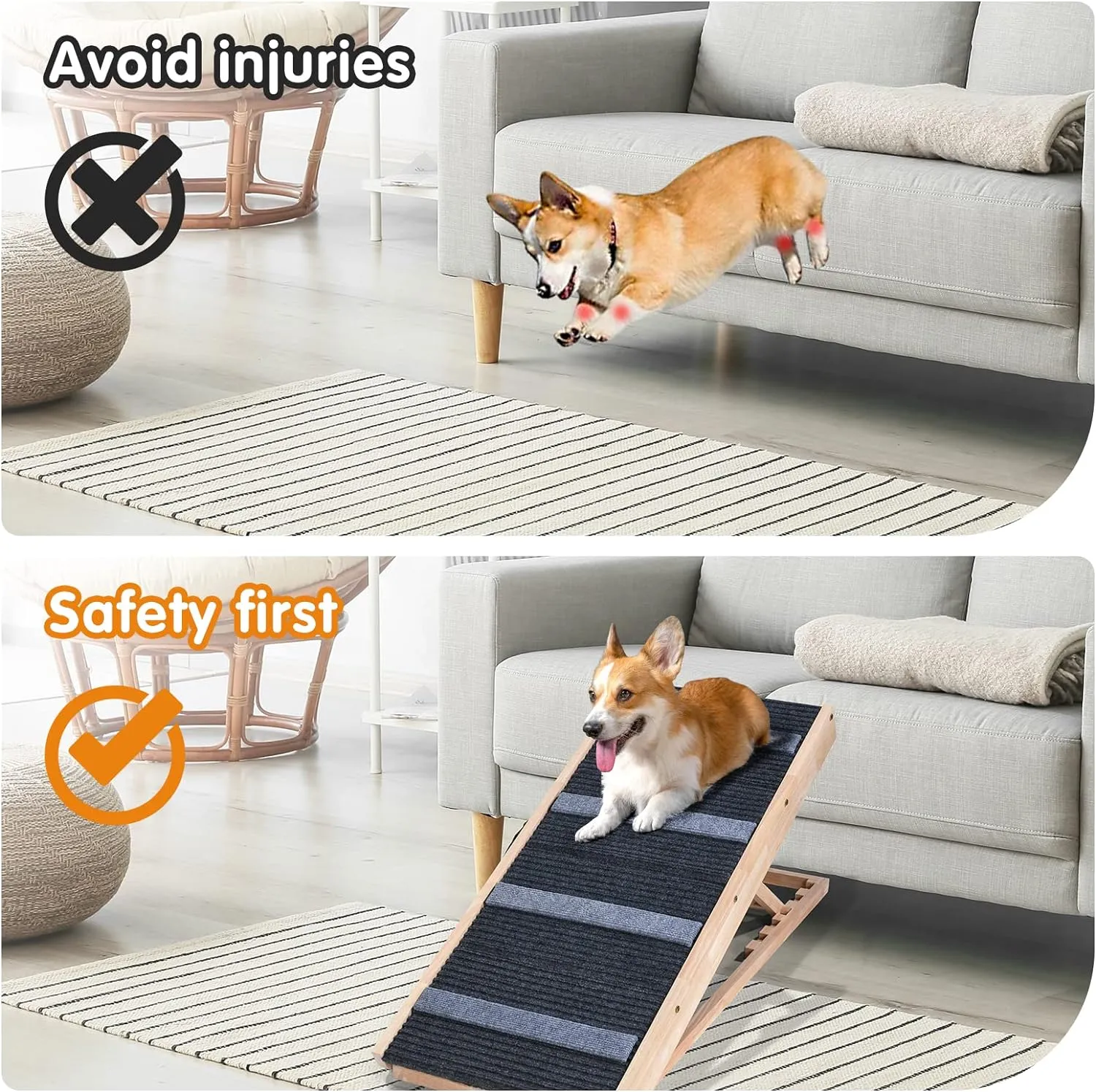 2-in-1 Adjustable Pet Ramp and Dog Stairs