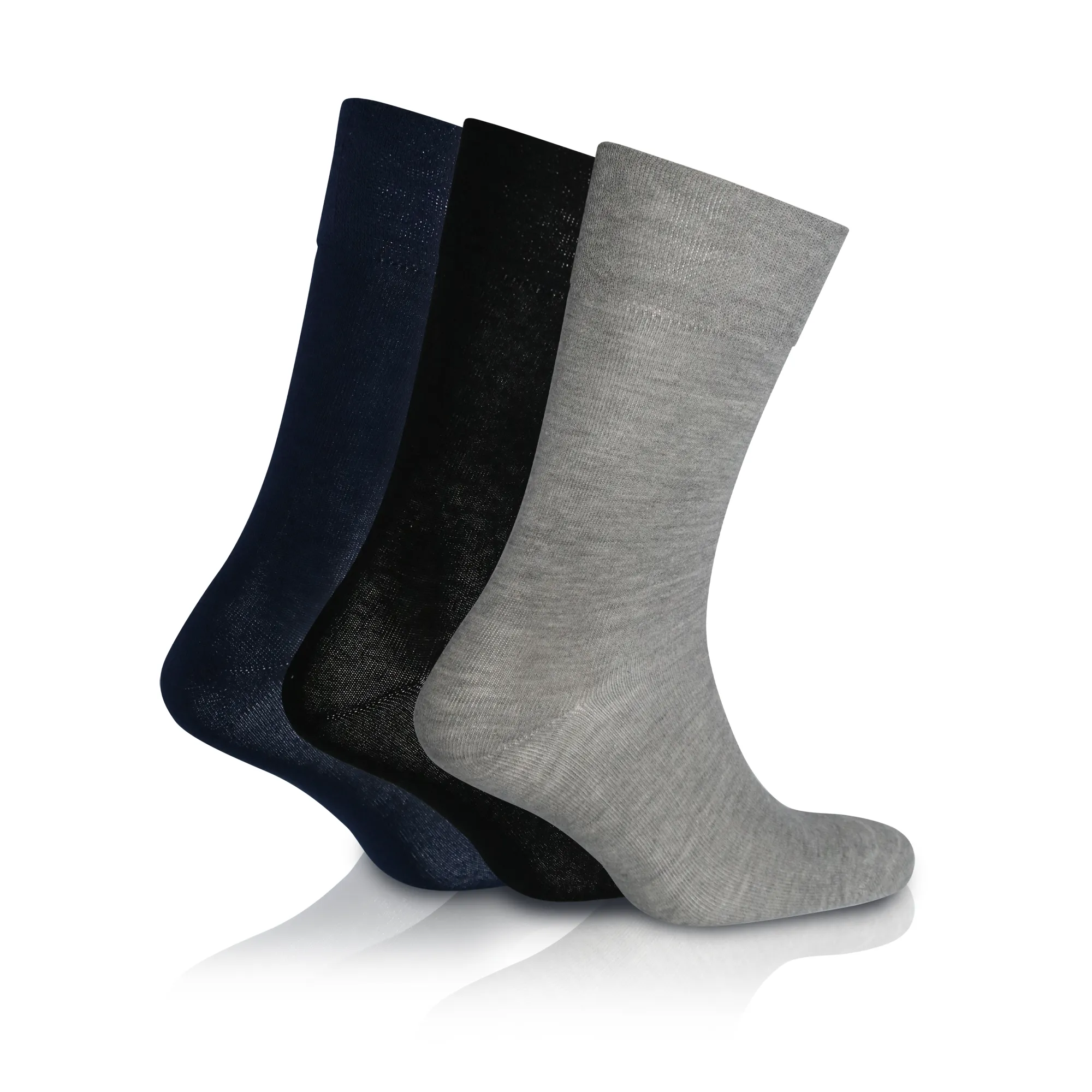 3 Pairs Grey/Blue/Black - Mens Diabetic Soft Grip Non Elastic Loose Weave Top Diabetic Socks Size 6-11