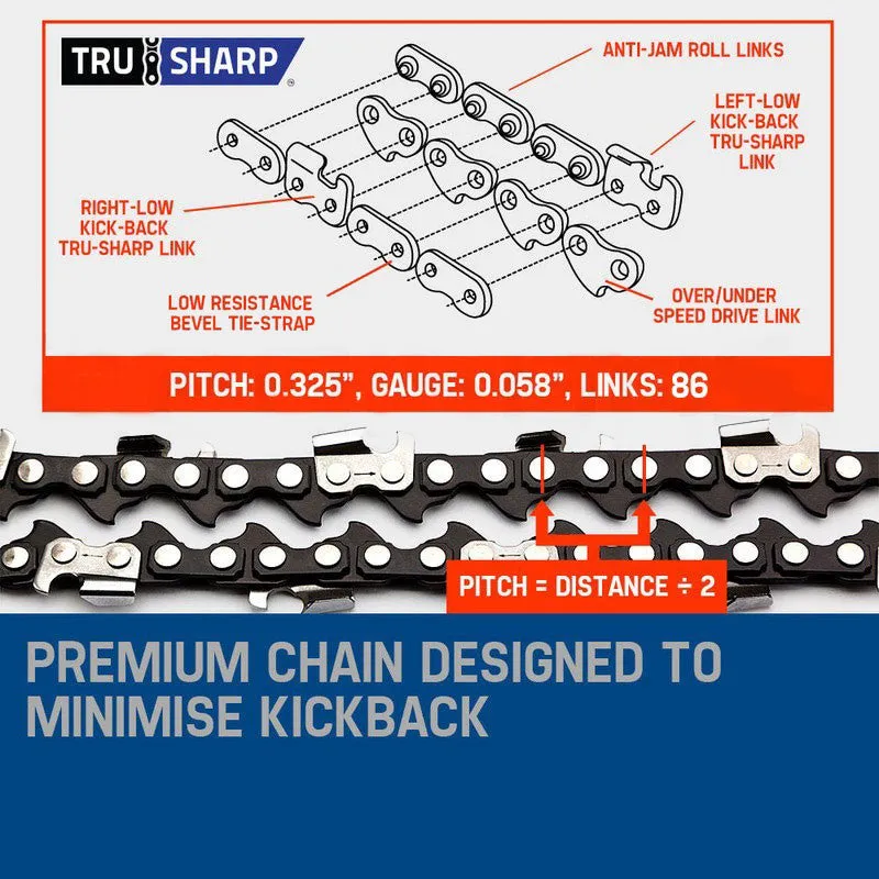 55cc Petrol Chainsaw 22" Bar, 4.3HP, Easy Start - MTM