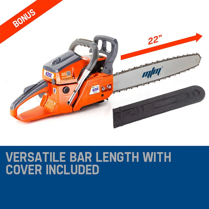 55cc Petrol Chainsaw 22" Bar, 4.3HP, Easy Start - MTM