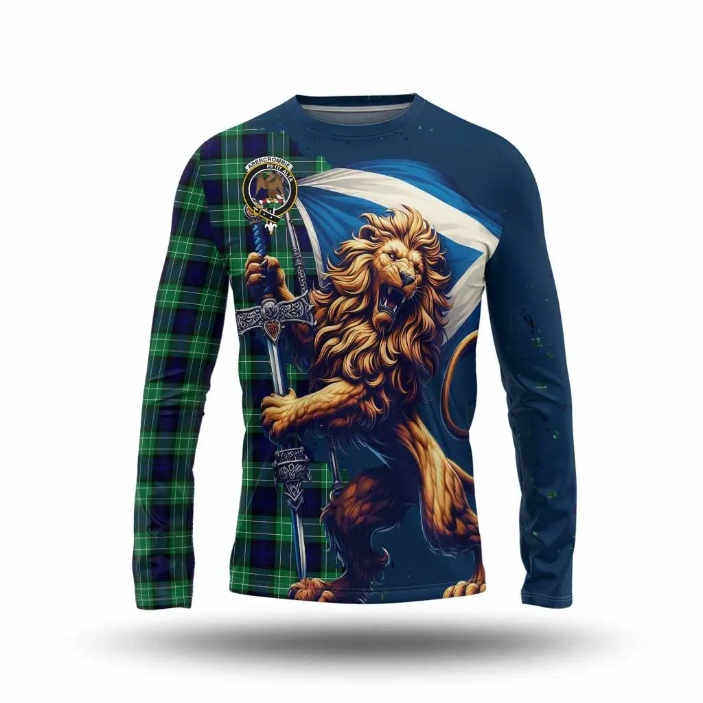 Abercrombie Tartan Family Crest Long Sleeve T-Shirt with Scottish Majestic Lion