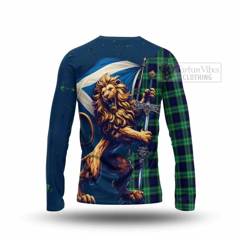 Abercrombie Tartan Family Crest Long Sleeve T-Shirt with Scottish Majestic Lion