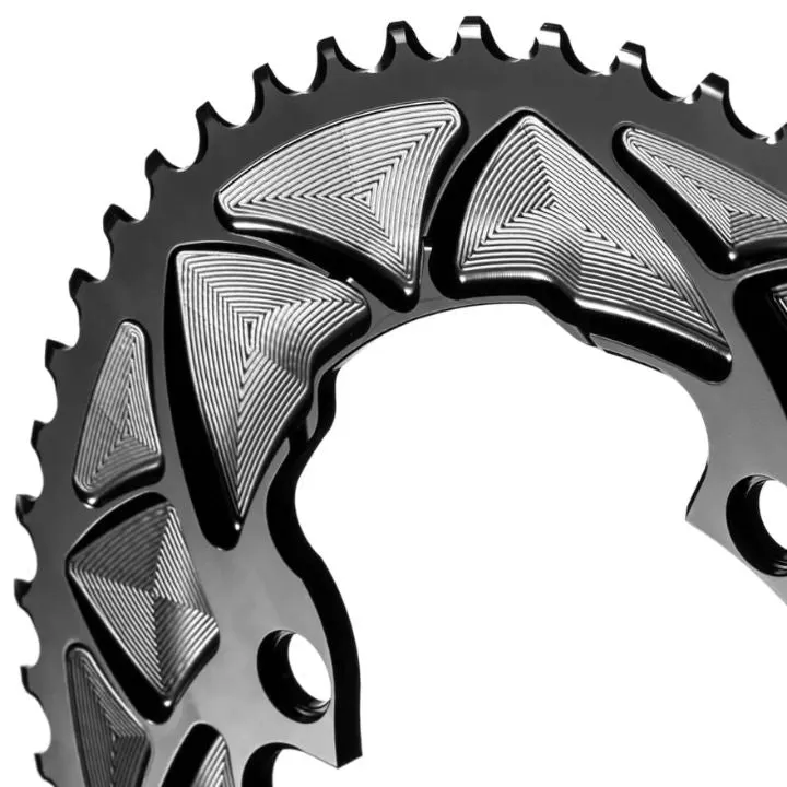 Absolute Black Round Road Chainring 2X 110/4 Shimano 9100 (50T/52T/53T)