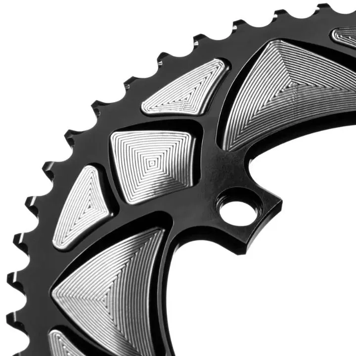 Absolute Black Round Road Chainring 2X 110/4 Shimano 9100 (50T/52T/53T)