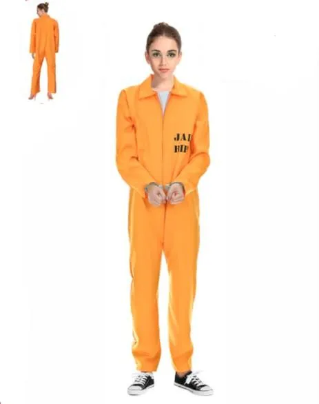 Adult Orange Jail Prisoner Jumpsuit Lady Costume