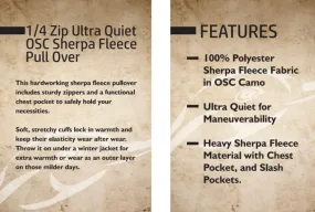 AFW 1/4 Zip Ultra Quiet OSC Sherpa Fleece Pullover