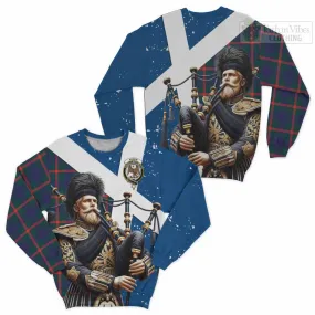 Agnew Tartan Sweatshirt with Family Crest Scottish Bagpiper Vibes