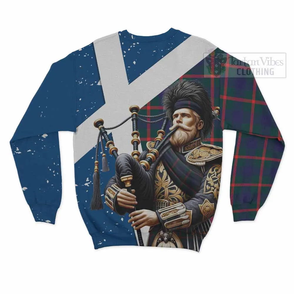 Agnew Tartan Sweatshirt with Family Crest Scottish Bagpiper Vibes