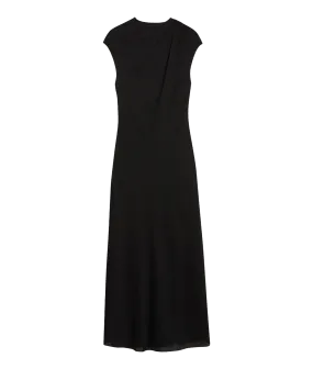 Akane Draped Satin Midaxi Dress - Black