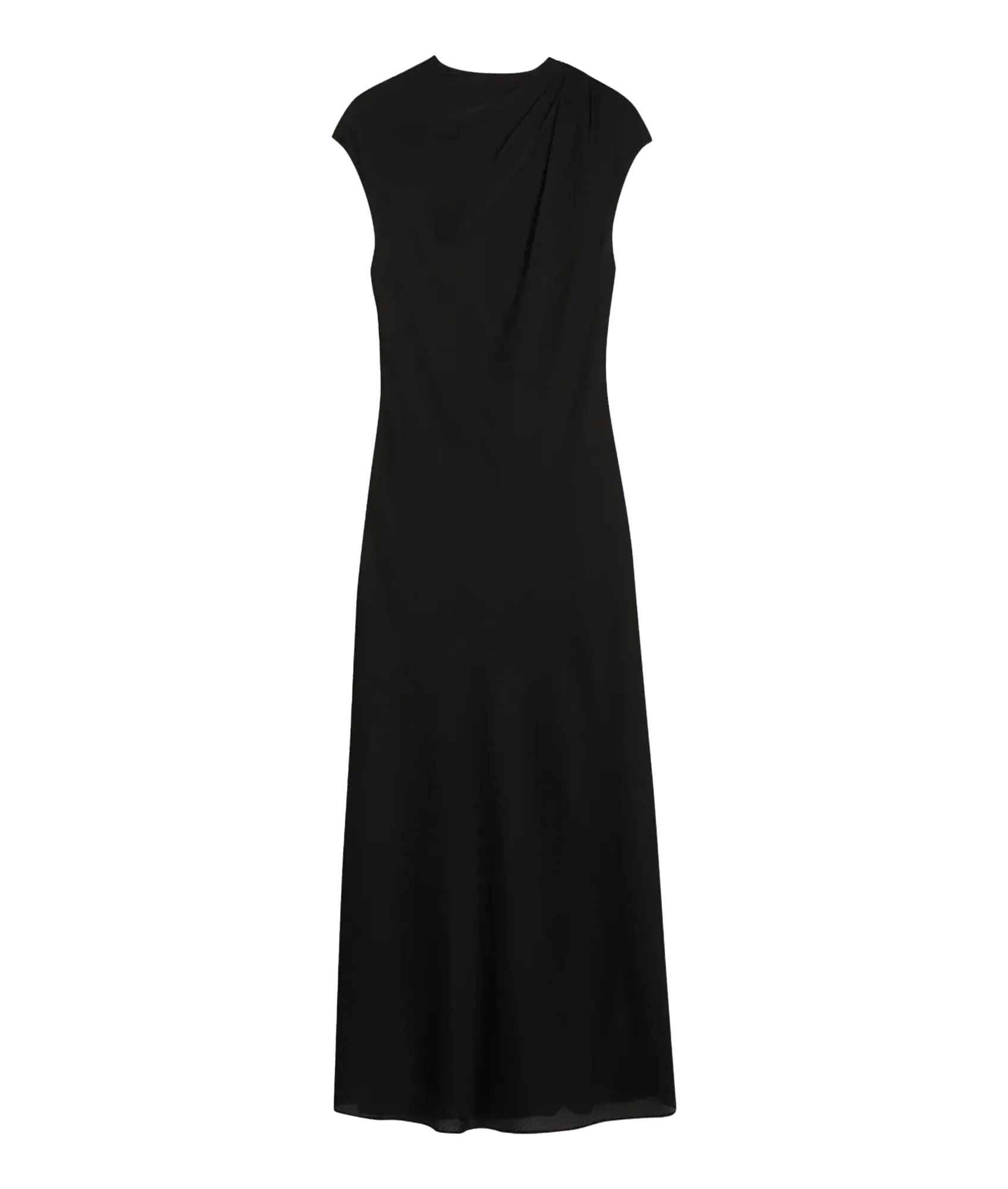 Akane Draped Satin Midaxi Dress - Black