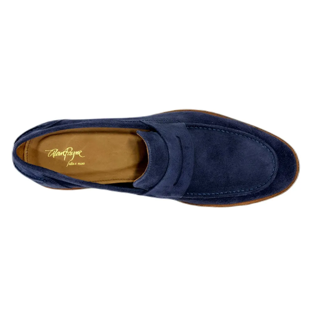 Alan Payne Men’s Navy Naples Suede Penny Slip-On Loafers