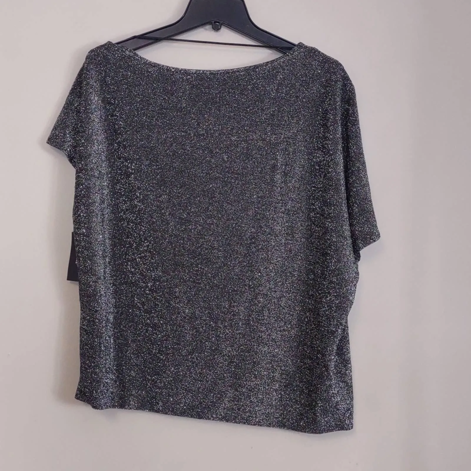 Alfani Wide Neck Metallic Top in Gunmetal