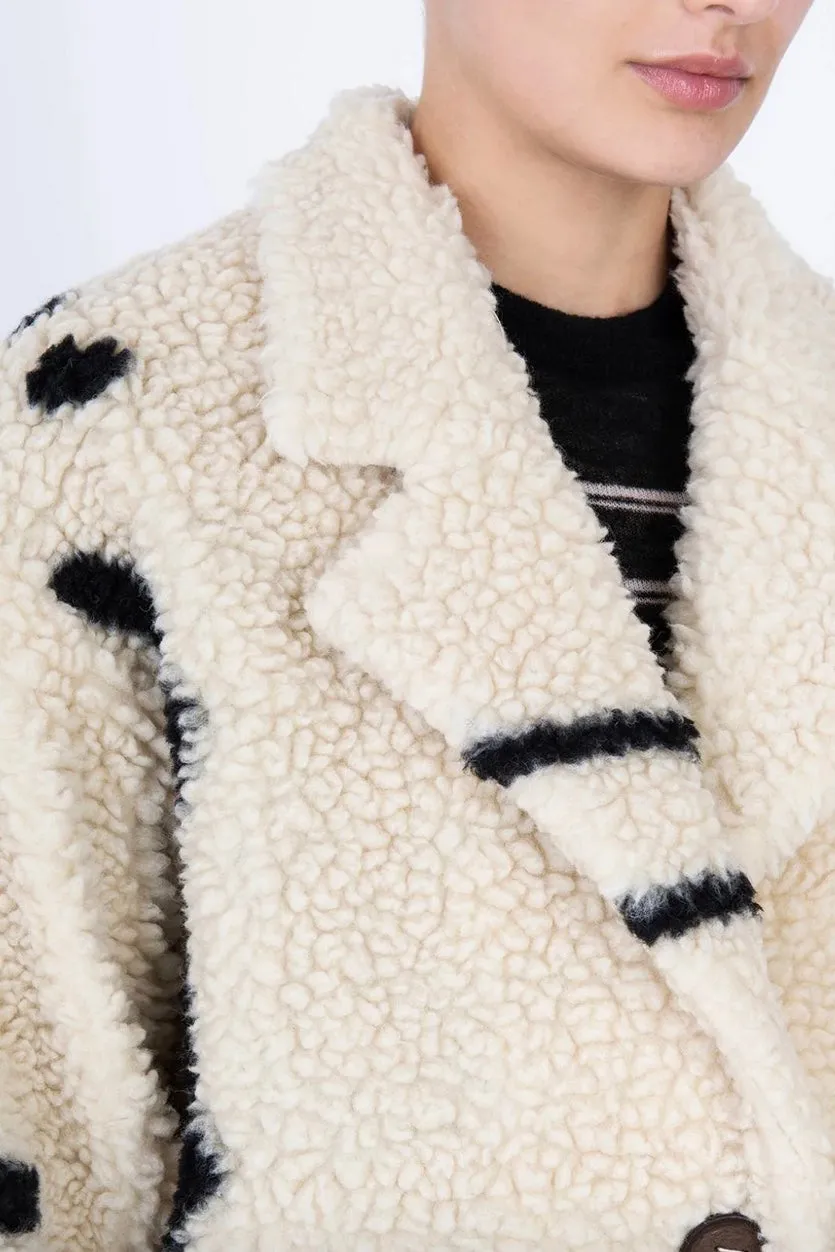 Alysi - Caban Eco-Fur Jacket: Gesso