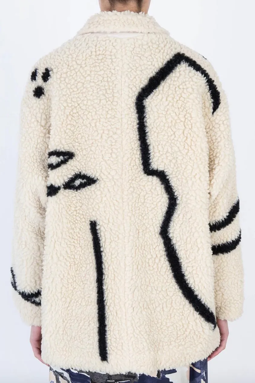 Alysi - Caban Eco-Fur Jacket: Gesso