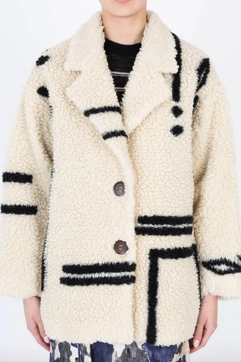 Alysi - Caban Eco-Fur Jacket: Gesso