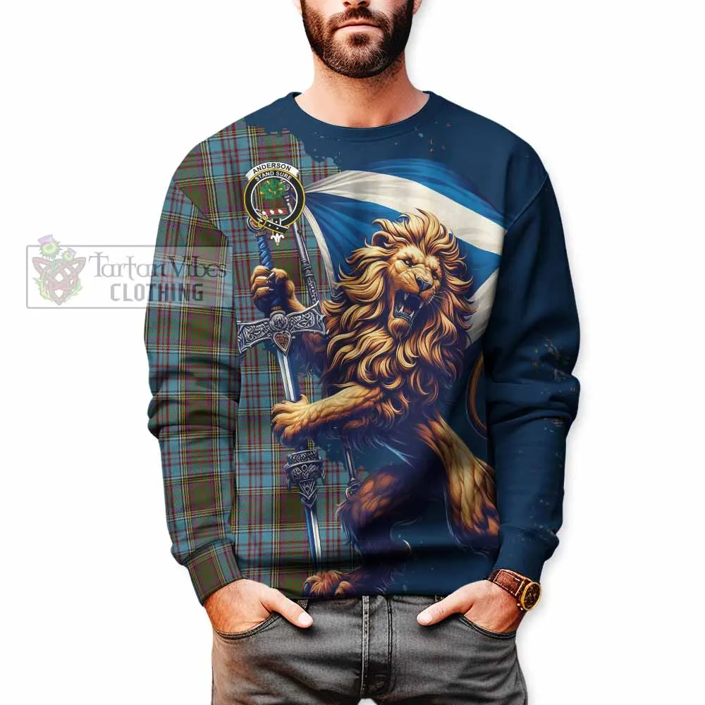 Anderson Tartan Family Crest Sweatshirt with Scottish Majestic Lion