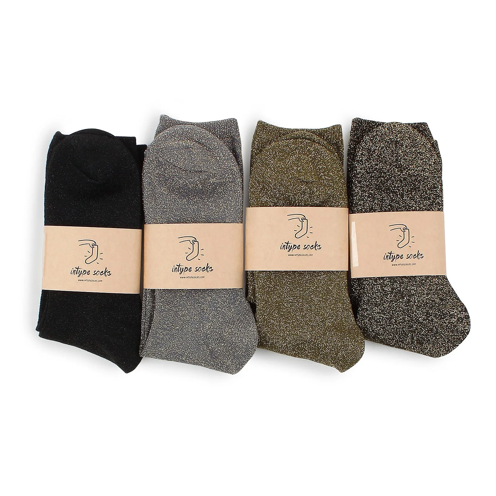 Ani basic lurex shimmer women high socks (4pairs) XK14