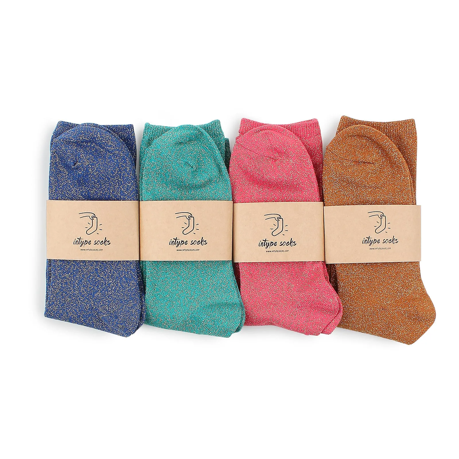 Ani fancy lurex shimmer women high socks (4pairs) XK58