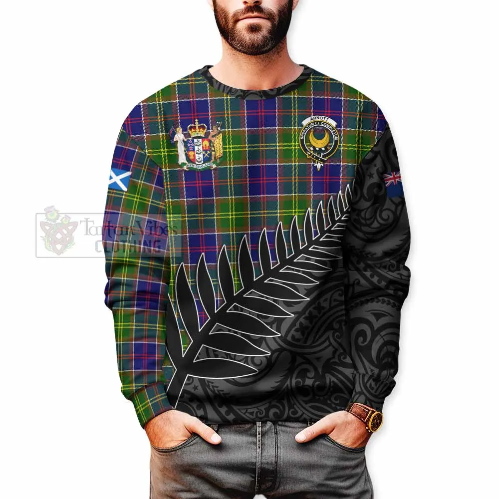 Arnott Crest Tartan Sweatshirt with New Zealand Silver Fern Half Style