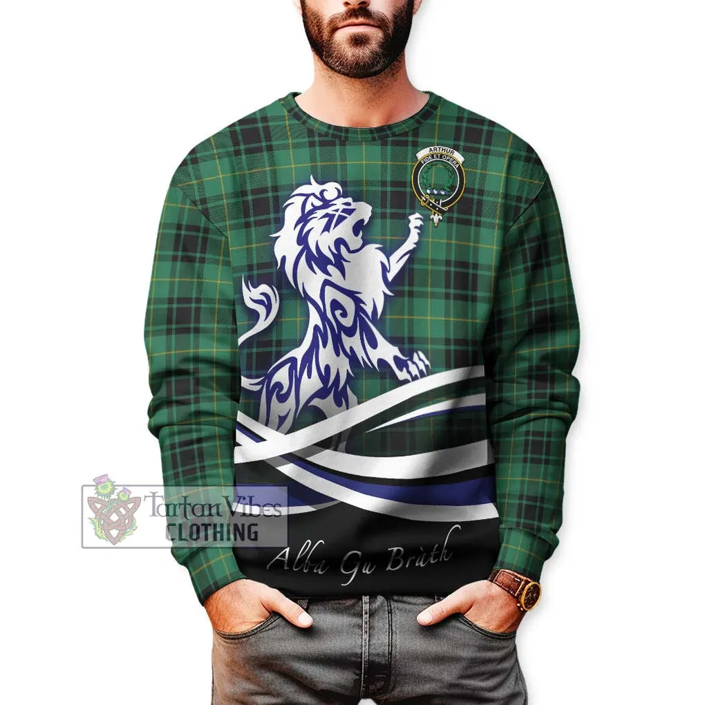 Arthur Ancient Tartan Sweatshirt with Alba Gu Brath Regal Lion Emblem