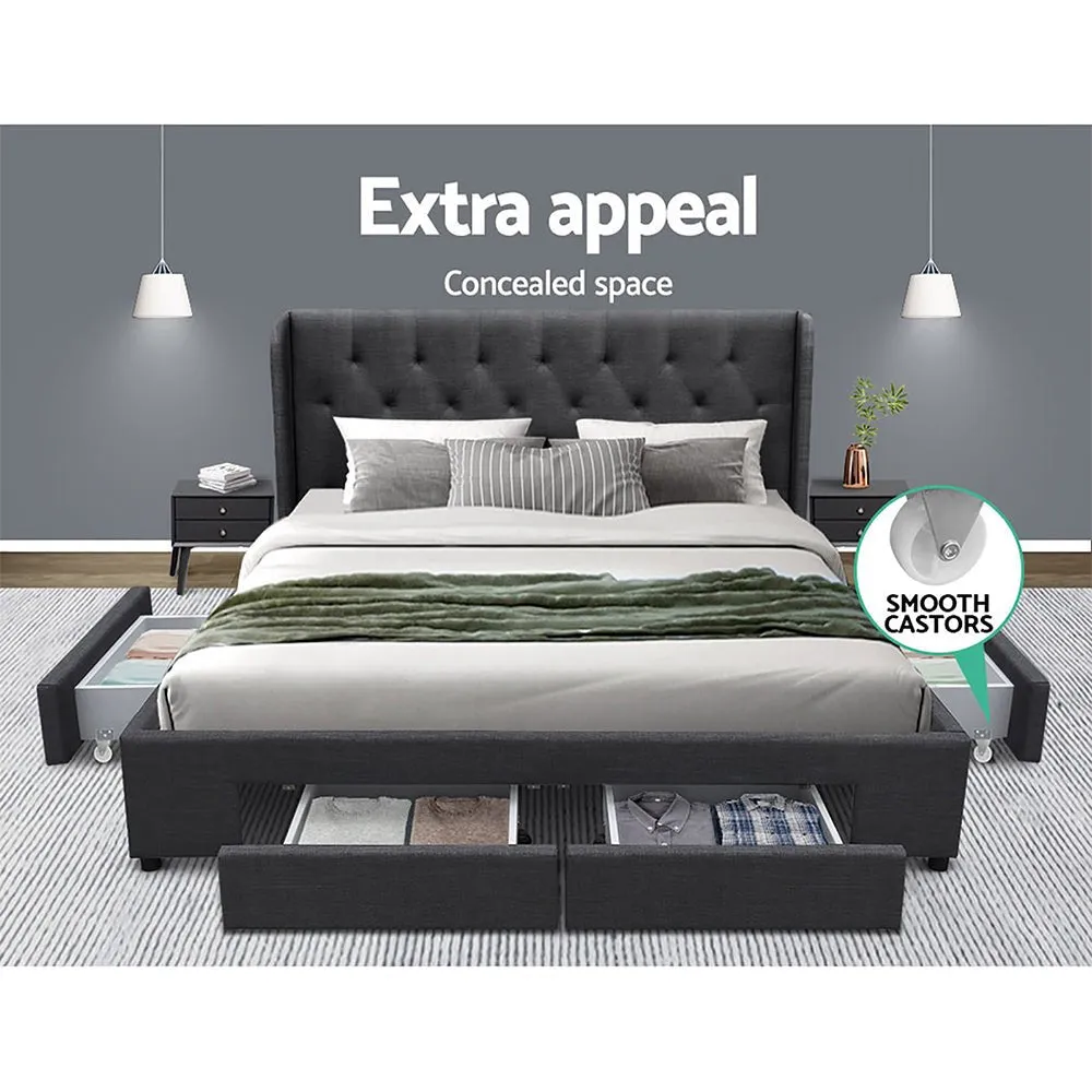 Avalon King Bed With Drawers Charcoal