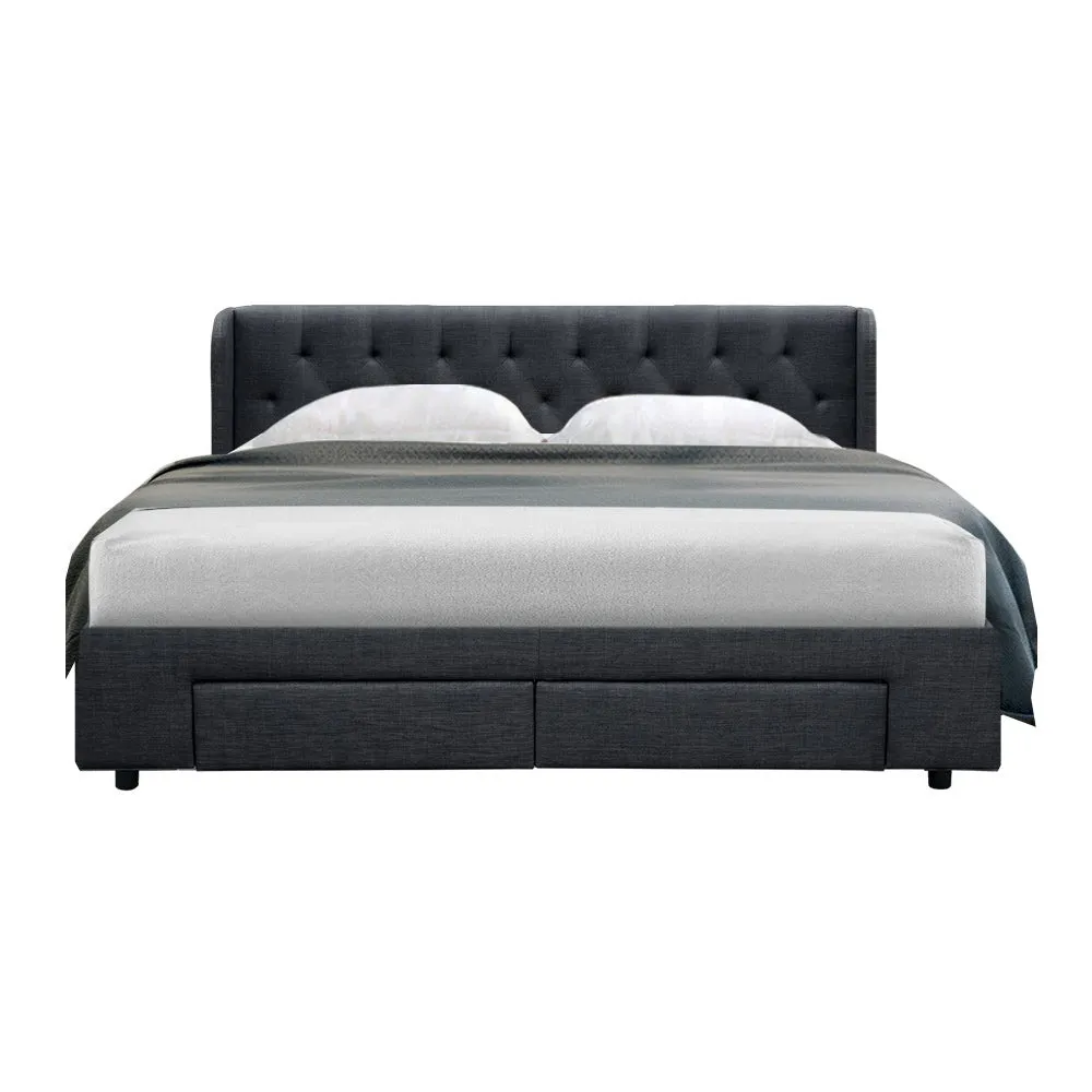 Avalon King Bed With Drawers Charcoal