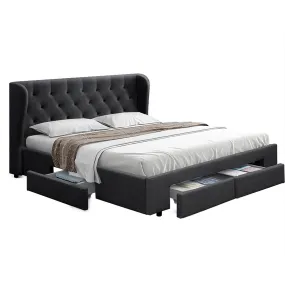 Avalon King Bed With Drawers Charcoal