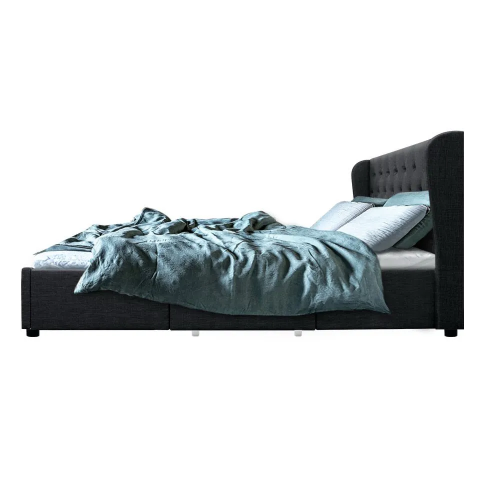 Avalon King Bed With Drawers Charcoal