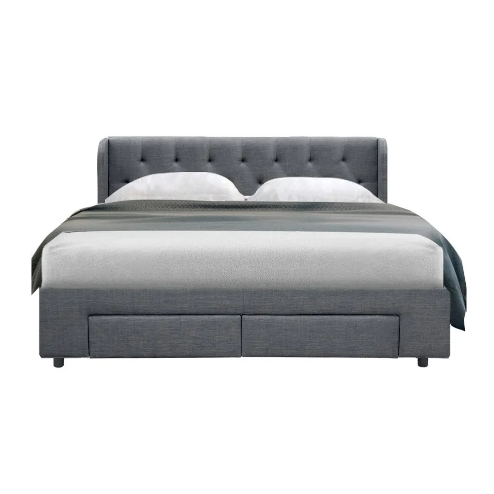 Avalon Queen Bed With Drawers Grey