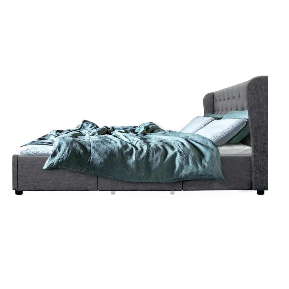 Avalon Queen Bed With Drawers Grey