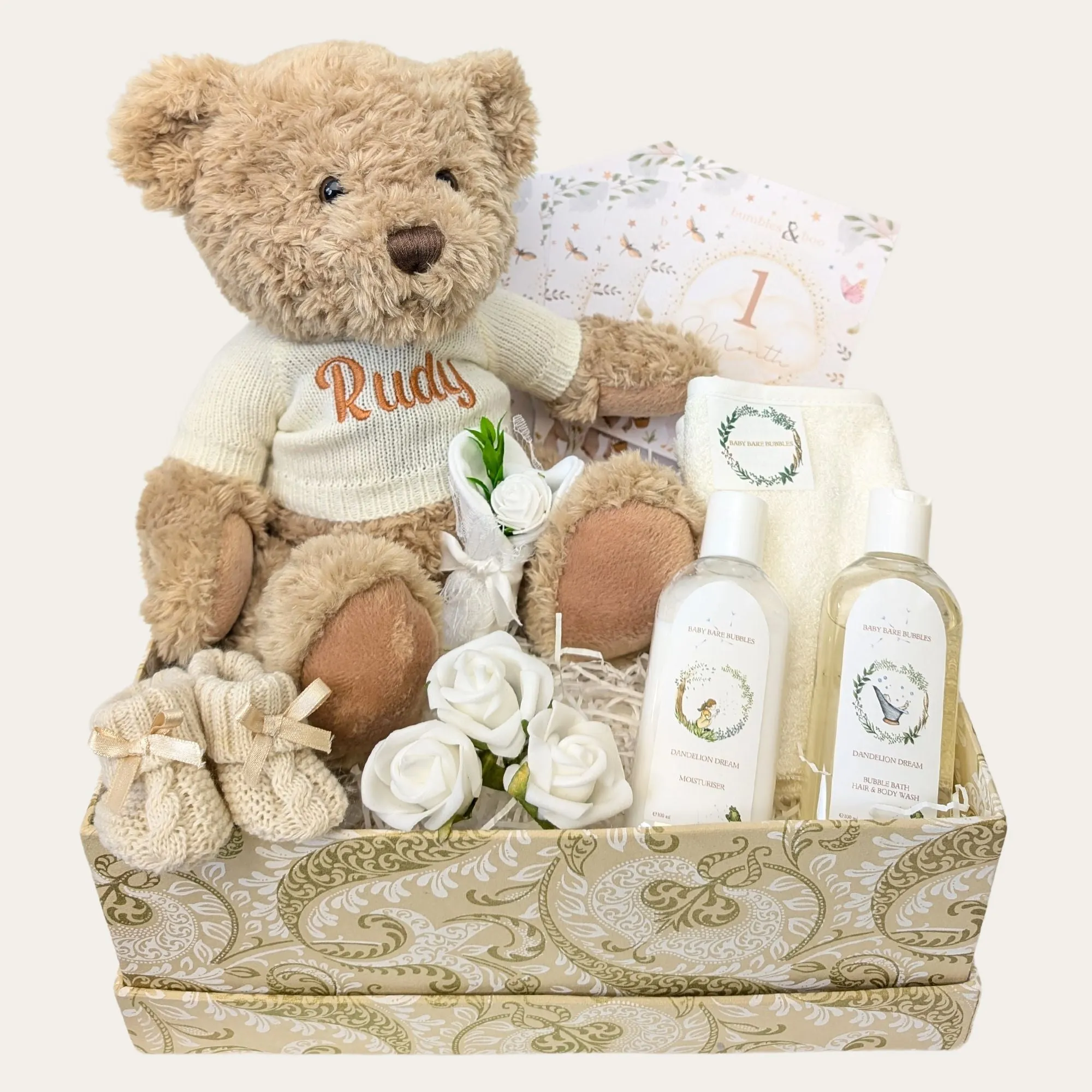 Baby Hamper Gift Box, Teddy Bear Hugs & Organic Baby Skincare