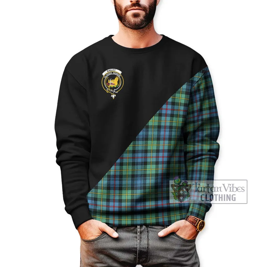 Bailey Ancient Tartan Sweatshirt with Family Crest and Military Logo Style