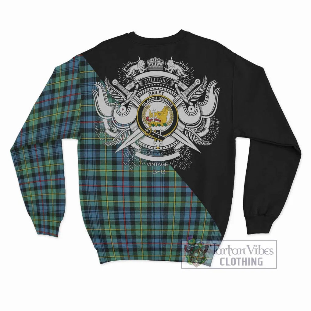 Bailey Ancient Tartan Sweatshirt with Family Crest and Military Logo Style