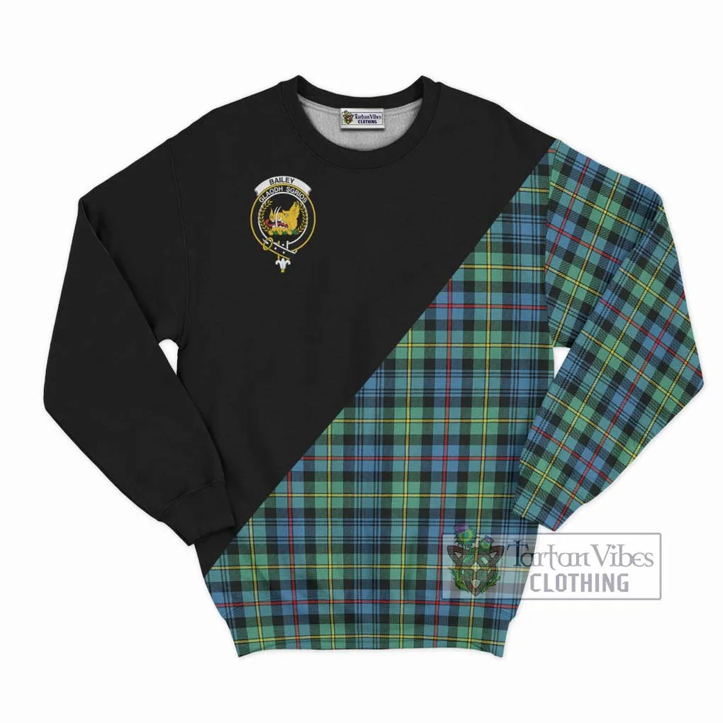 Bailey Ancient Tartan Sweatshirt with Family Crest and Military Logo Style