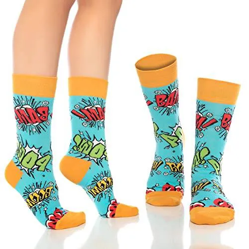 Bambooven Unisex Fun Dress Socks – Colorful Cotton Novelty (6 Pairs)