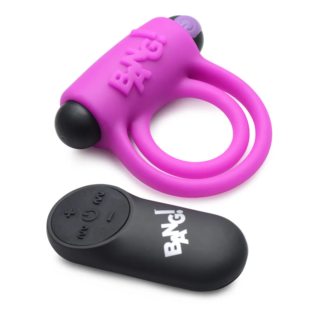 BANG! Silicone Cock Ring & Bullet with Remote Control Purple