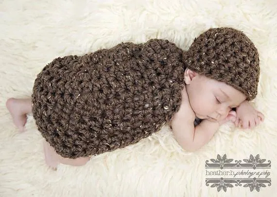 Barley Brown Baby Bowl And Hat Set