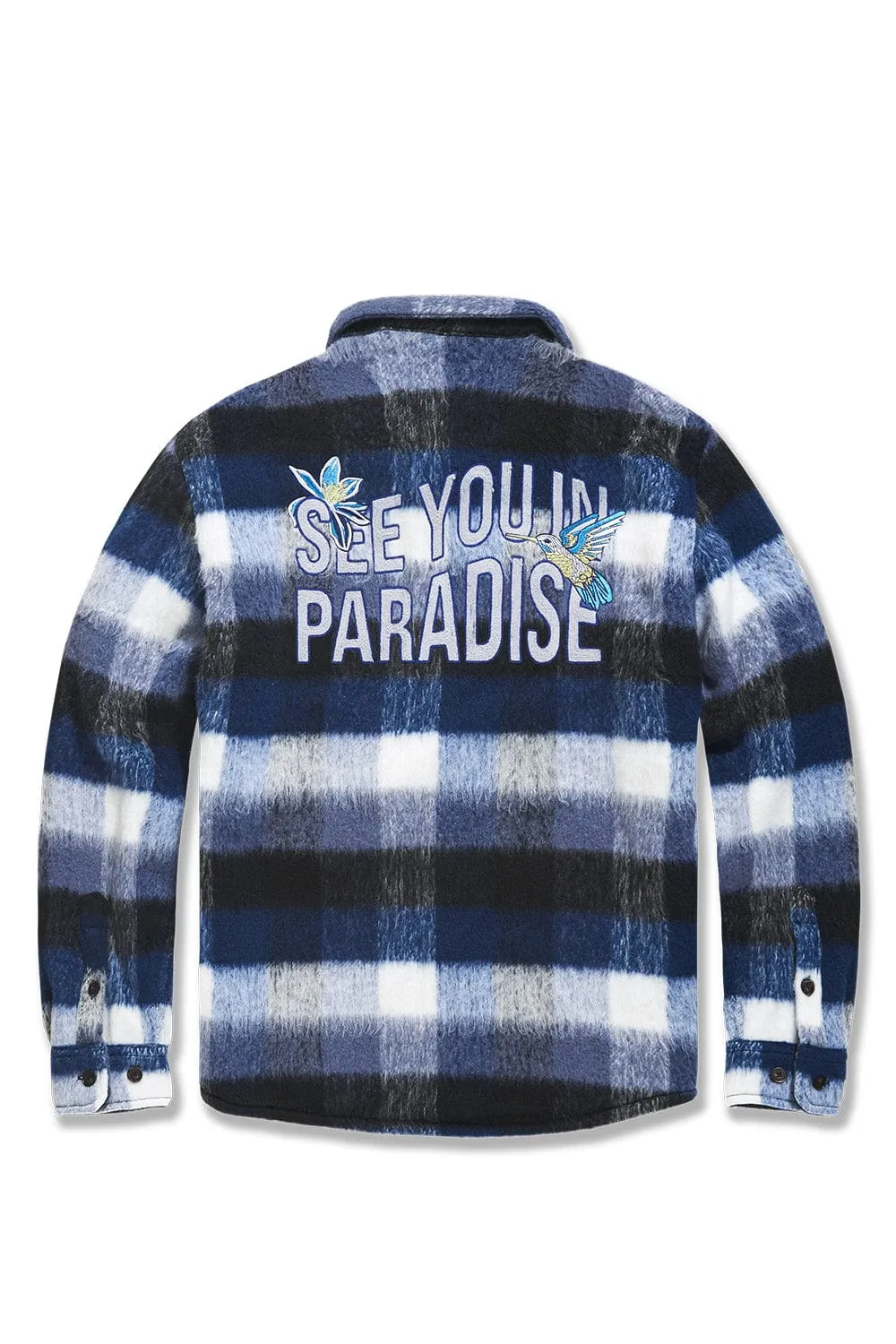 Big Men's See You In Paradise Flannel Shacket (Blue)