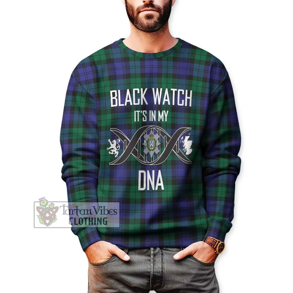 Black Watch Modern Tartan Sweatshirt with Family Crest DNA In Me Style