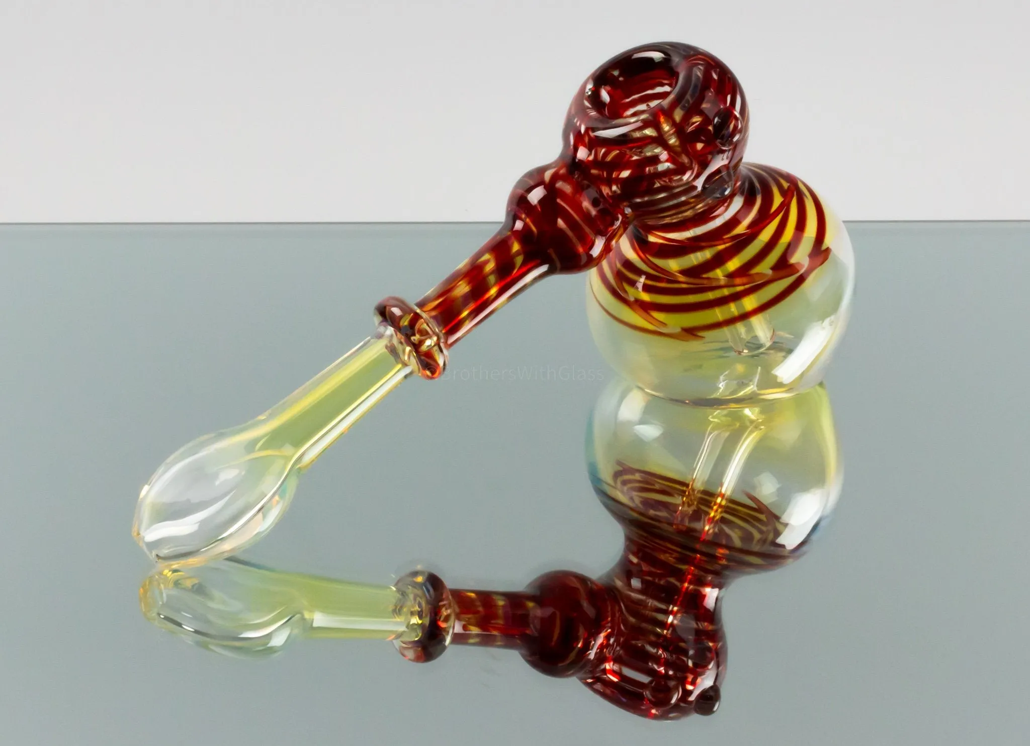 Blowfish Glassworks Silver Fumed with Wrap and Rake Hammer Bubbler