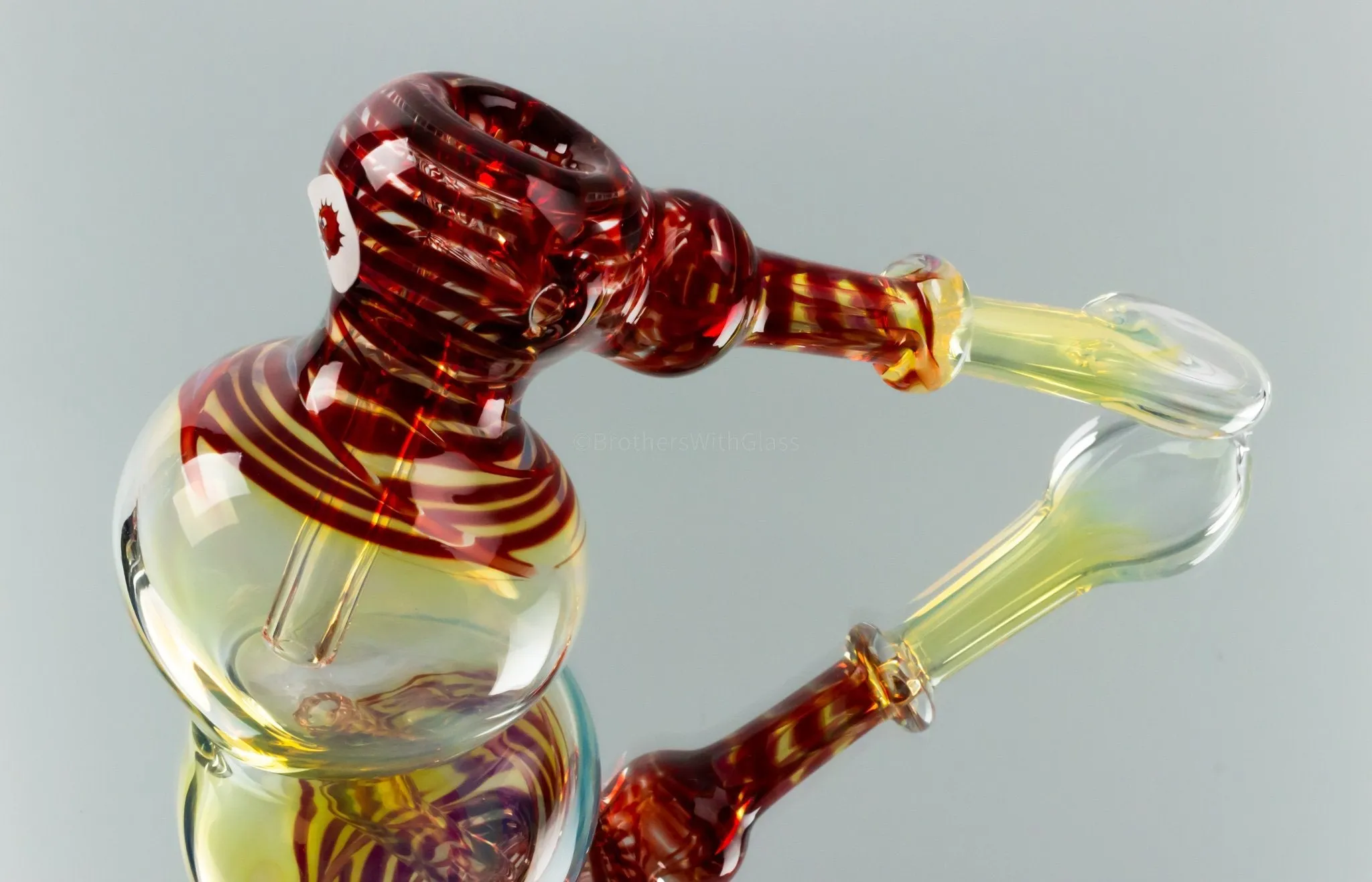 Blowfish Glassworks Silver Fumed with Wrap and Rake Hammer Bubbler