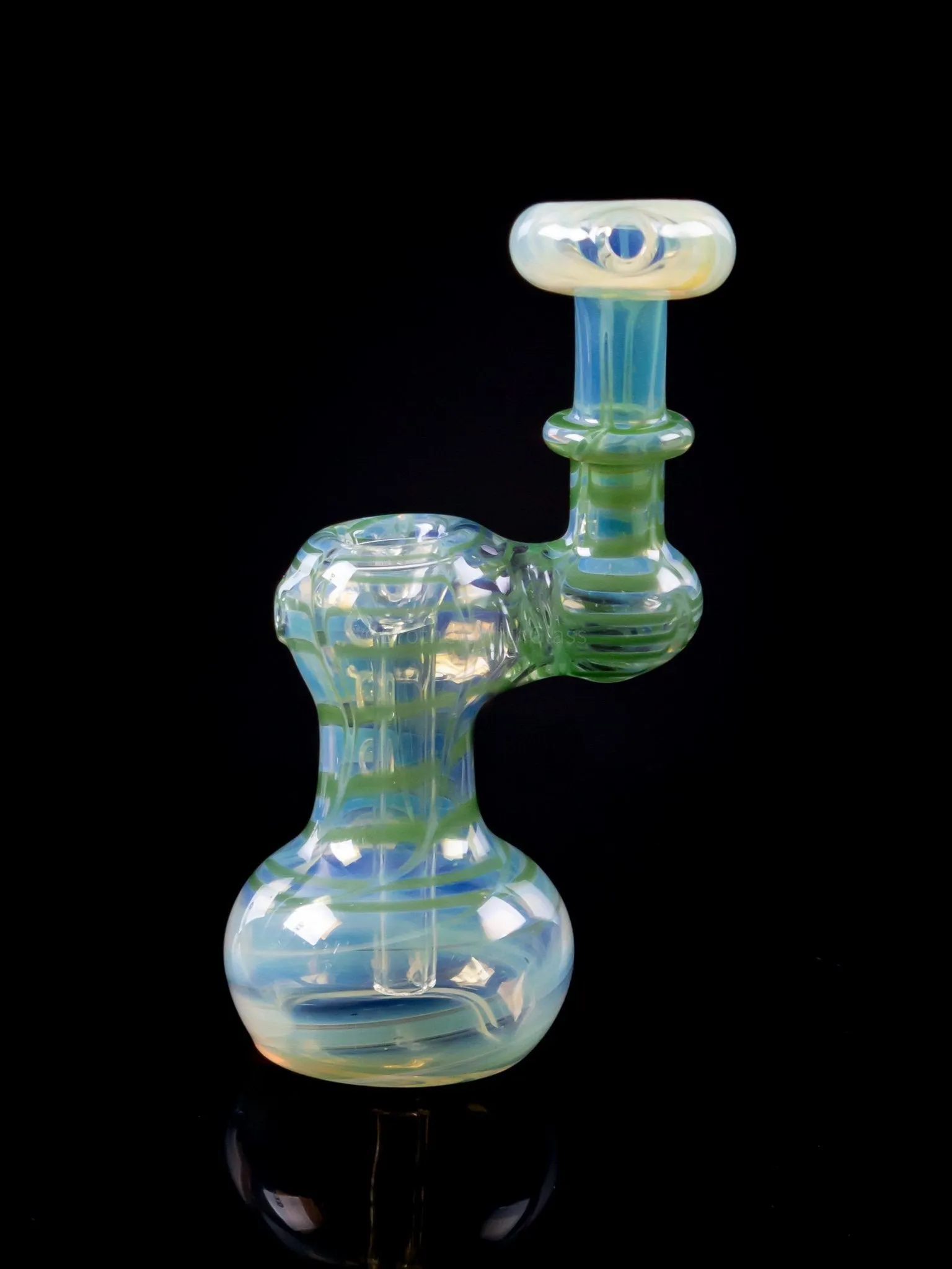 Blowfish Glassworks Silver Fumed Wrap and Rake Side Carb Bubbler