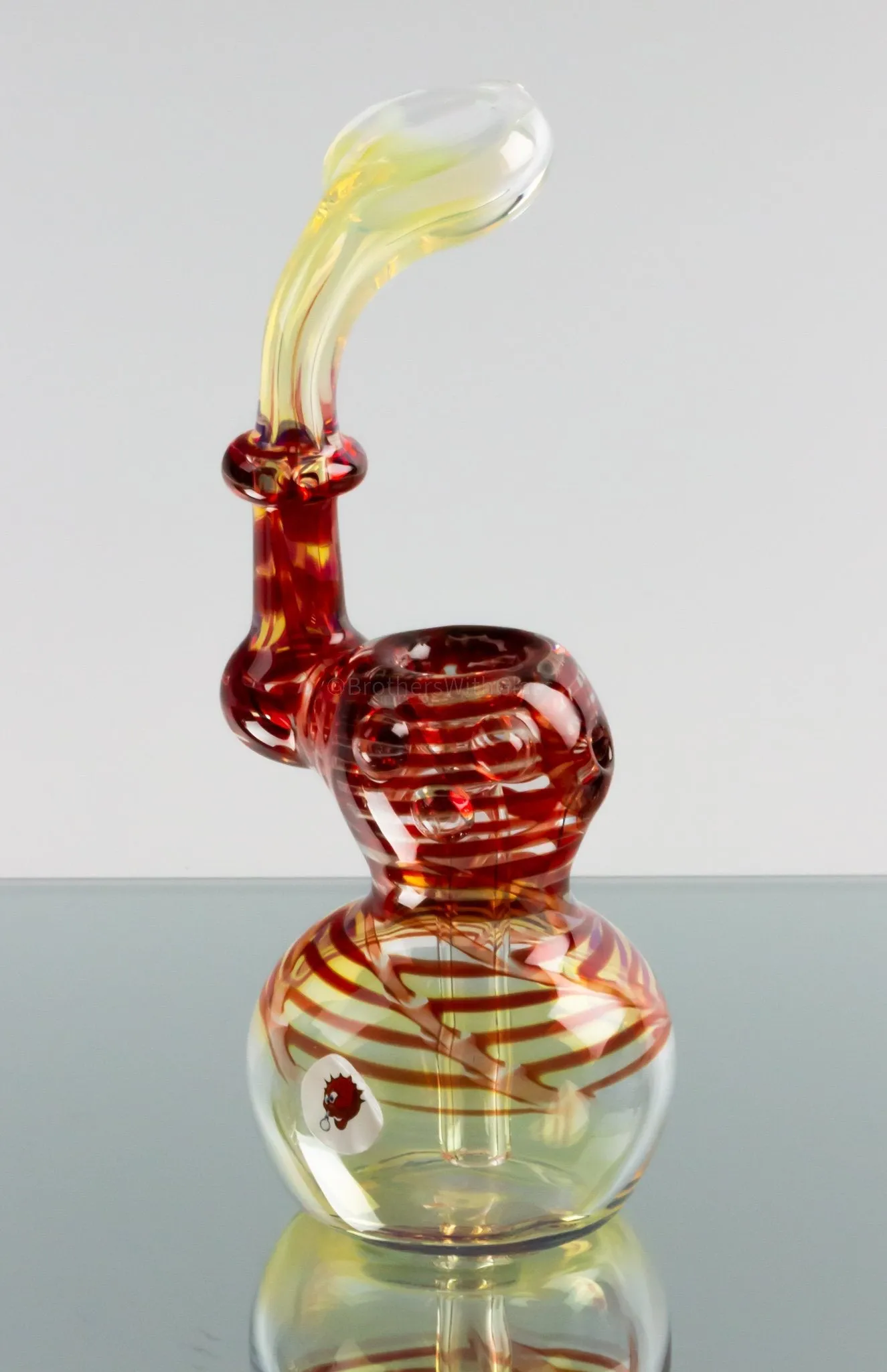 Blowfish Glassworks Silver Fumed Wrap and Rake Side Carb Bubbler