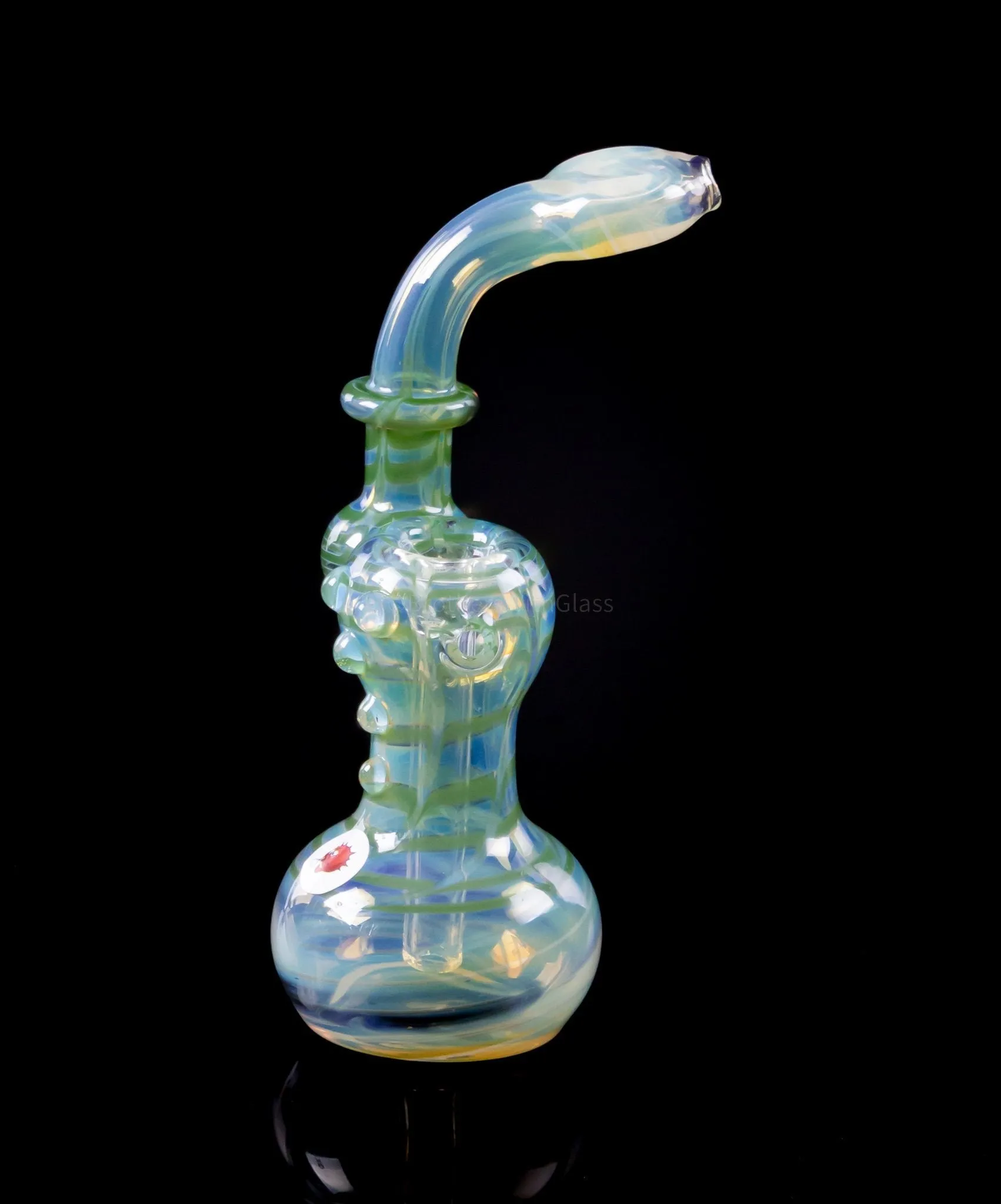 Blowfish Glassworks Silver Fumed Wrap and Rake Side Carb Bubbler