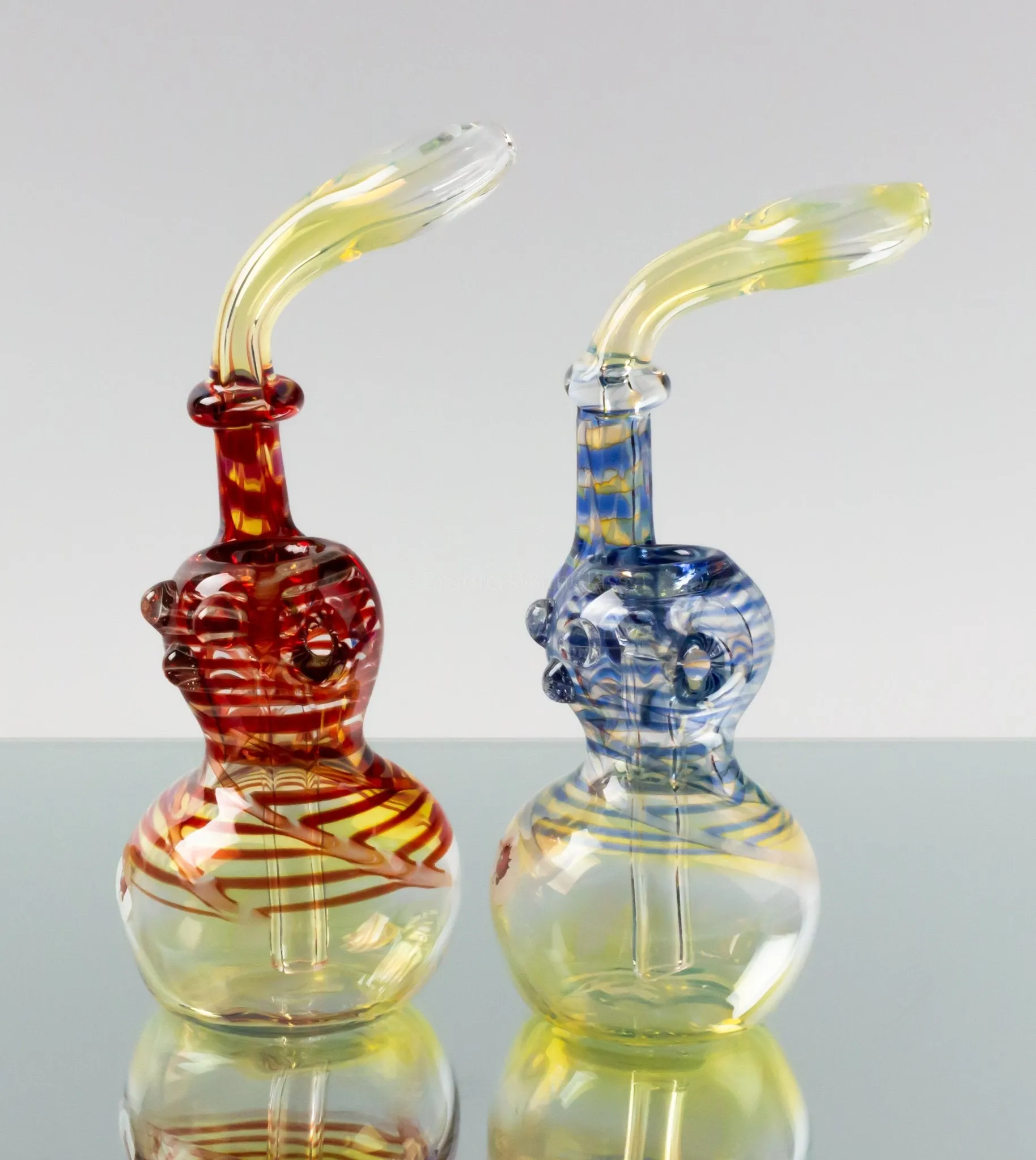 Blowfish Glassworks Silver Fumed Wrap and Rake Side Carb Bubbler