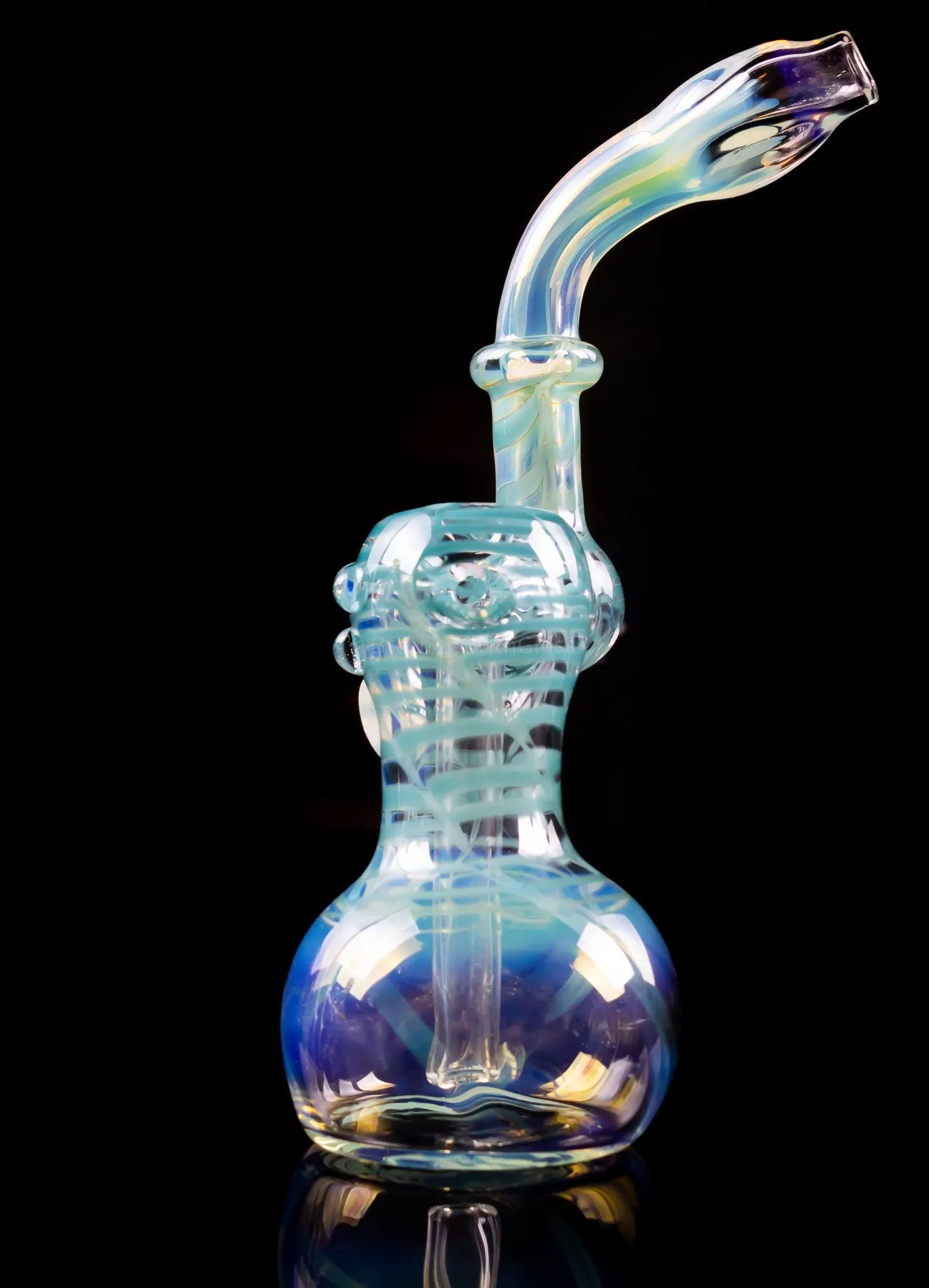 Blowfish Glassworks Silver Fumed Wrap and Rake Side Carb Bubbler