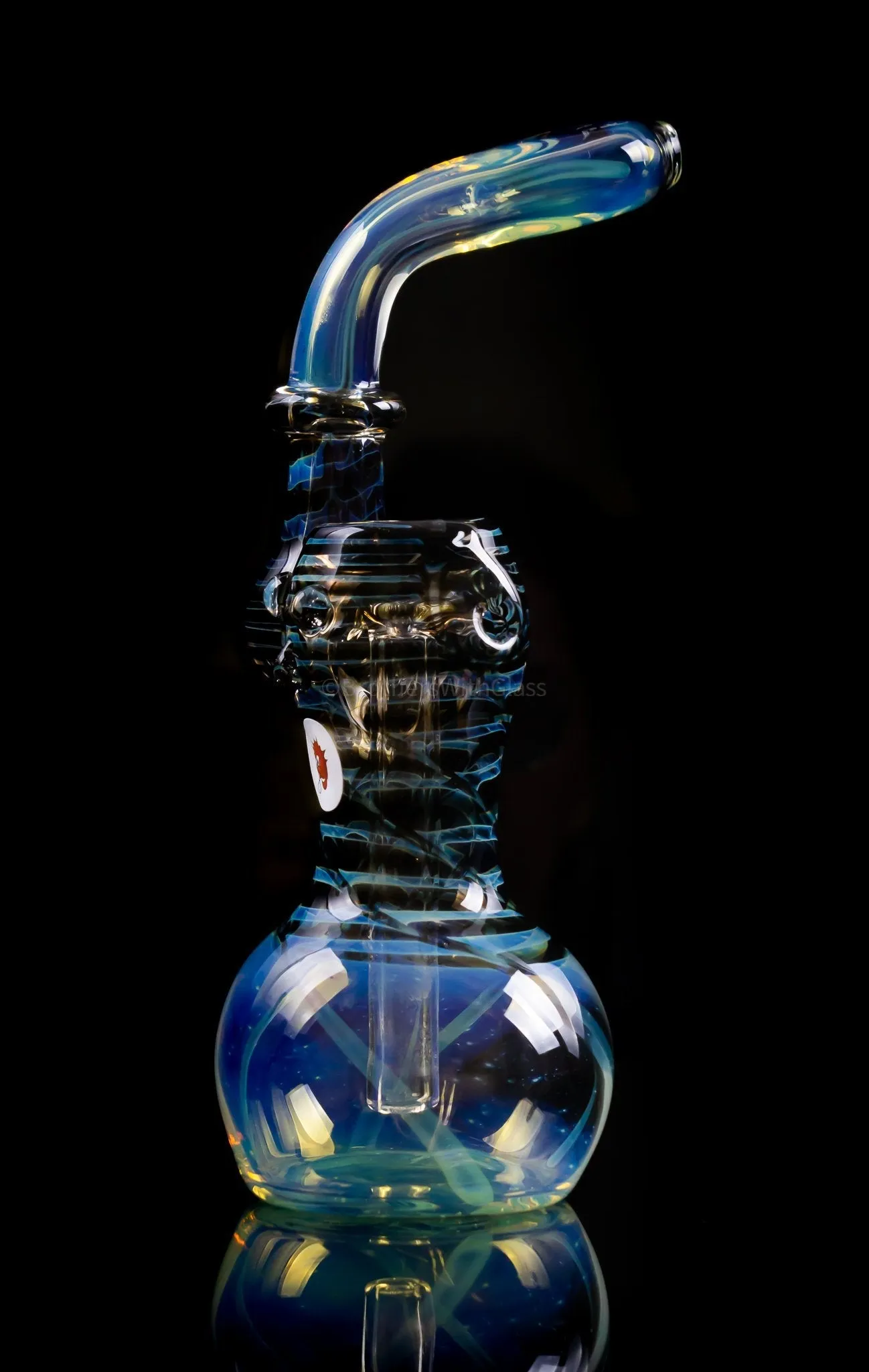 Blowfish Glassworks Silver Fumed Wrap and Rake Side Carb Bubbler